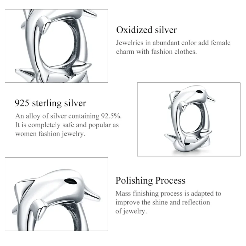 (image for) Pandora Style Spacer Charm, Dolphins, Enamel - BSC296 - View 7