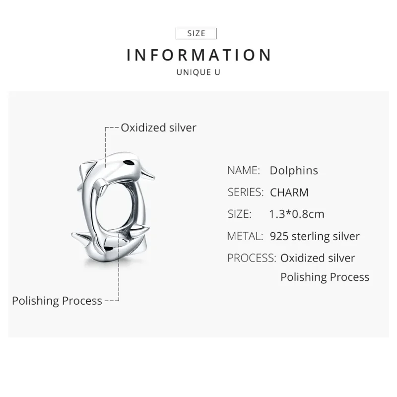 (image for) Pandora Style Spacer Charm, Dolphins, Enamel - BSC296 - View 8