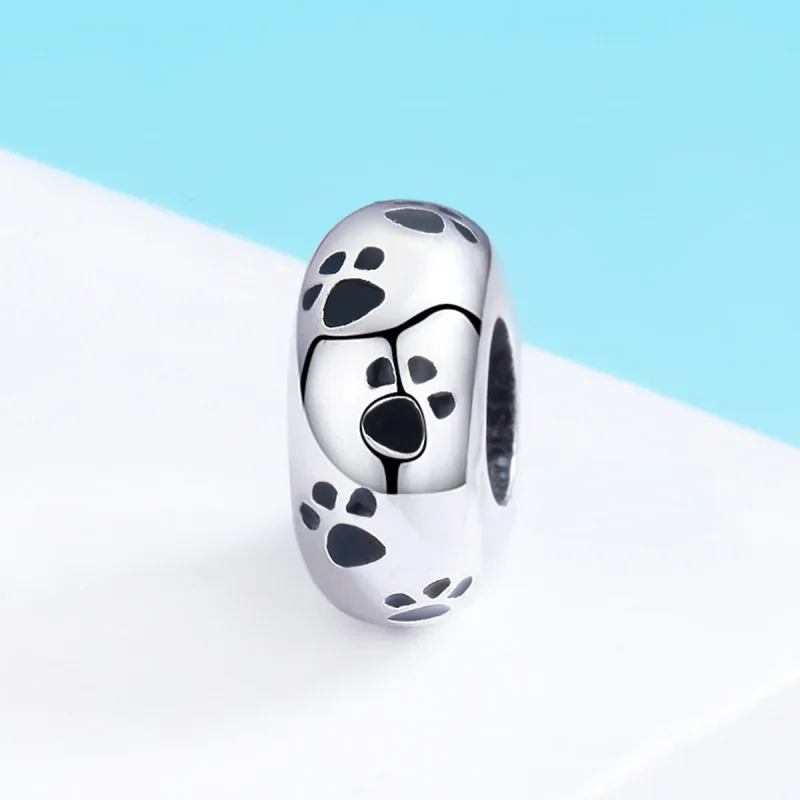 (image for) Pandora Style Spacer Charm, Pet Imprint, Black Enamel - SCC594 - View 3