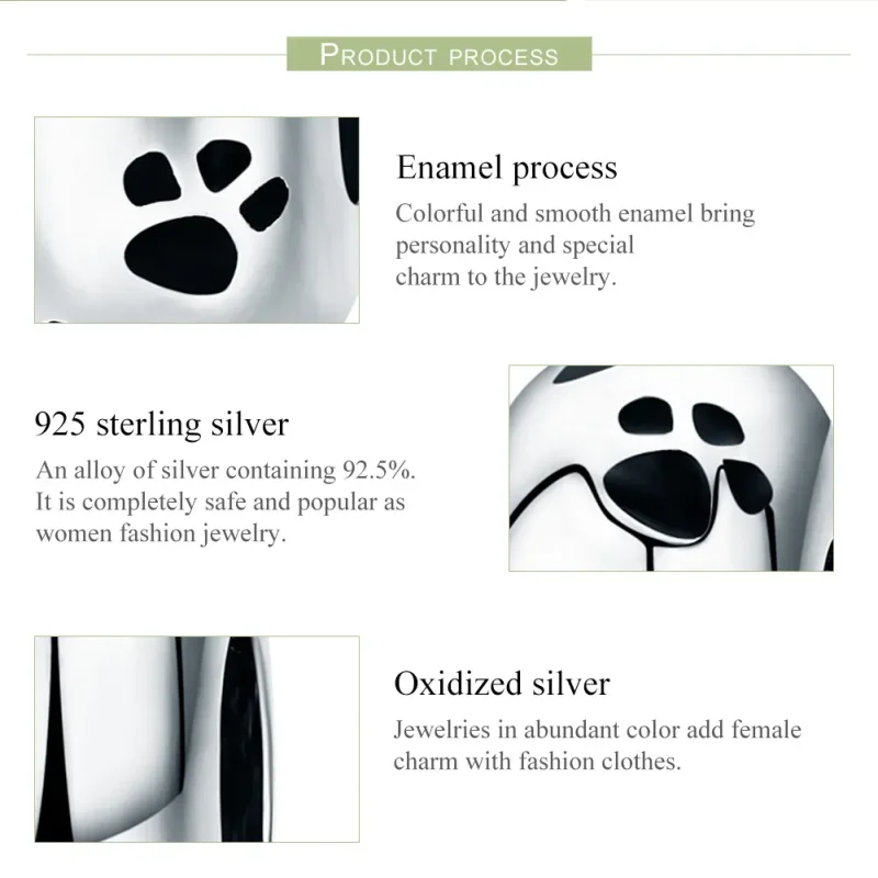 (image for) Pandora Style Spacer Charm, Pet Imprint, Black Enamel - SCC594 - View 7
