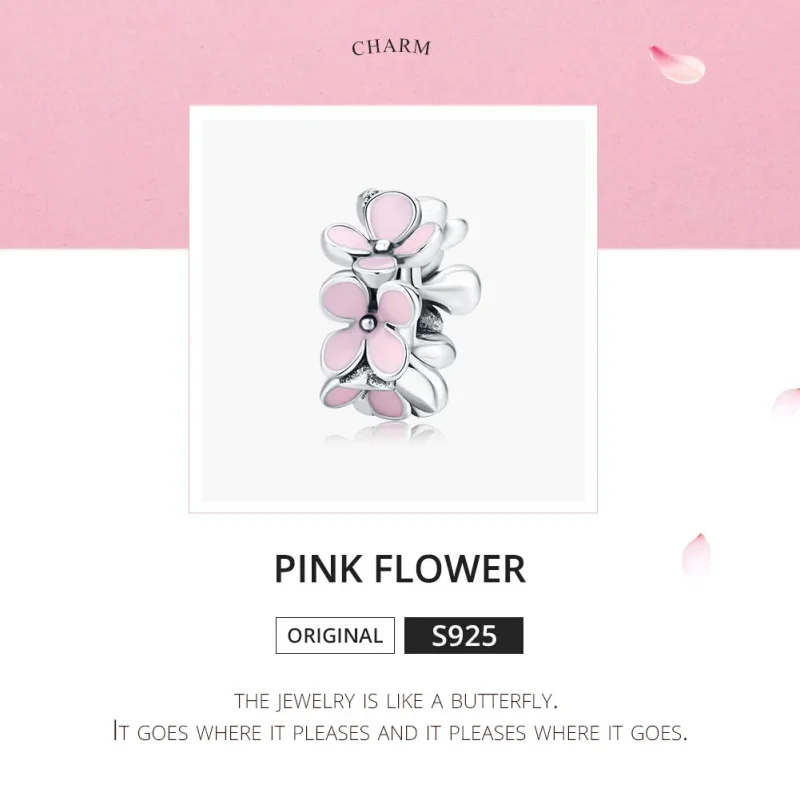 (image for) Pandora Style Spacer Charm, Pink Flower, Pink Enamel - SCC1484 - View 5