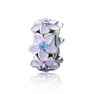 (image for) Pandora Style Spacer Charm, Purple Flowers, Multicolor Enamel - SCC601