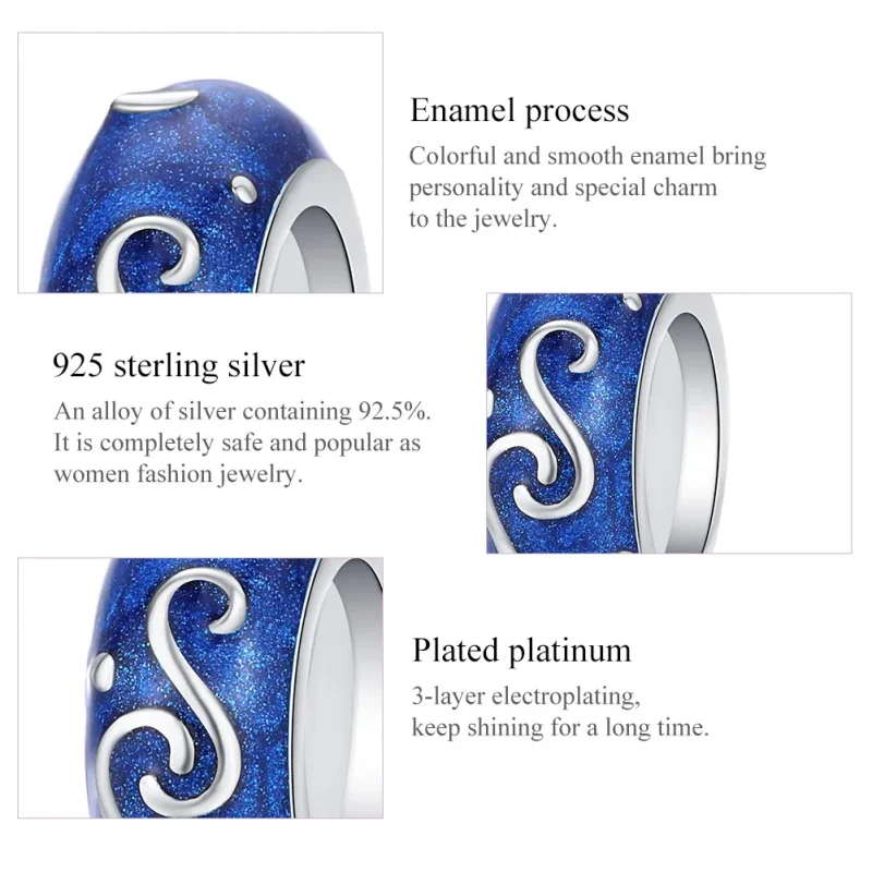 (image for) Pandora Style Spacer Charm, Star Glow, Blue Enamel - SCC1388 - View 5
