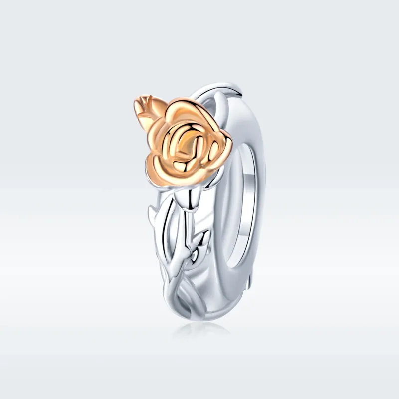 (image for) Pandora Style Two Tone Spacer Charm, Bicolor Lover Rose Flowers - BSC146 - View 5