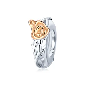 (image for) Pandora Style Two Tone Spacer Charm, Bicolor Lover Rose Flowers - BSC146