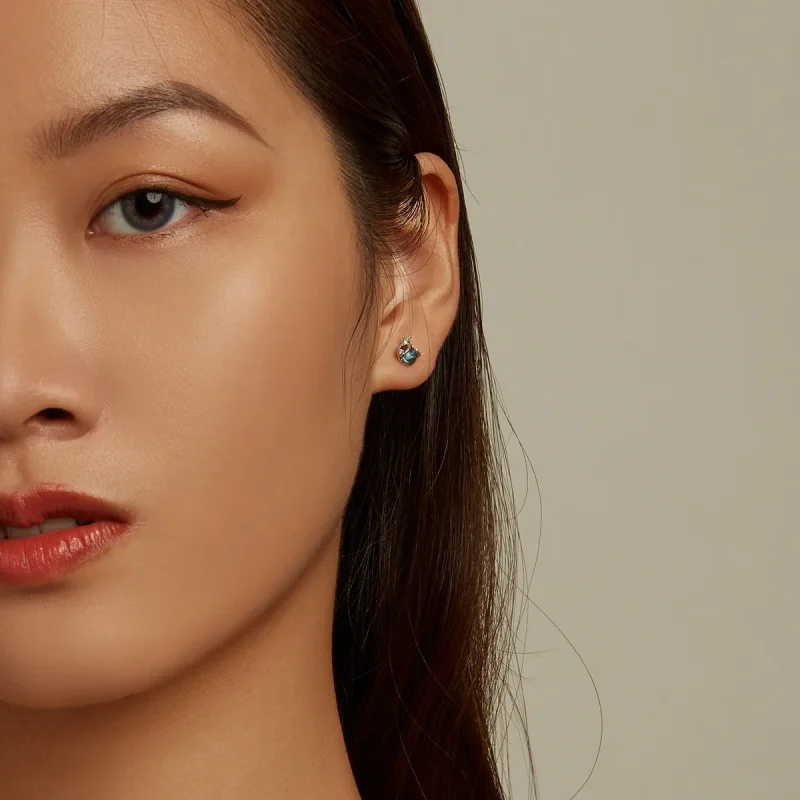 (image for) PANDORA Style Asymmetric Daisy Ladybug Stud Earrings - SCE1364 - View 6