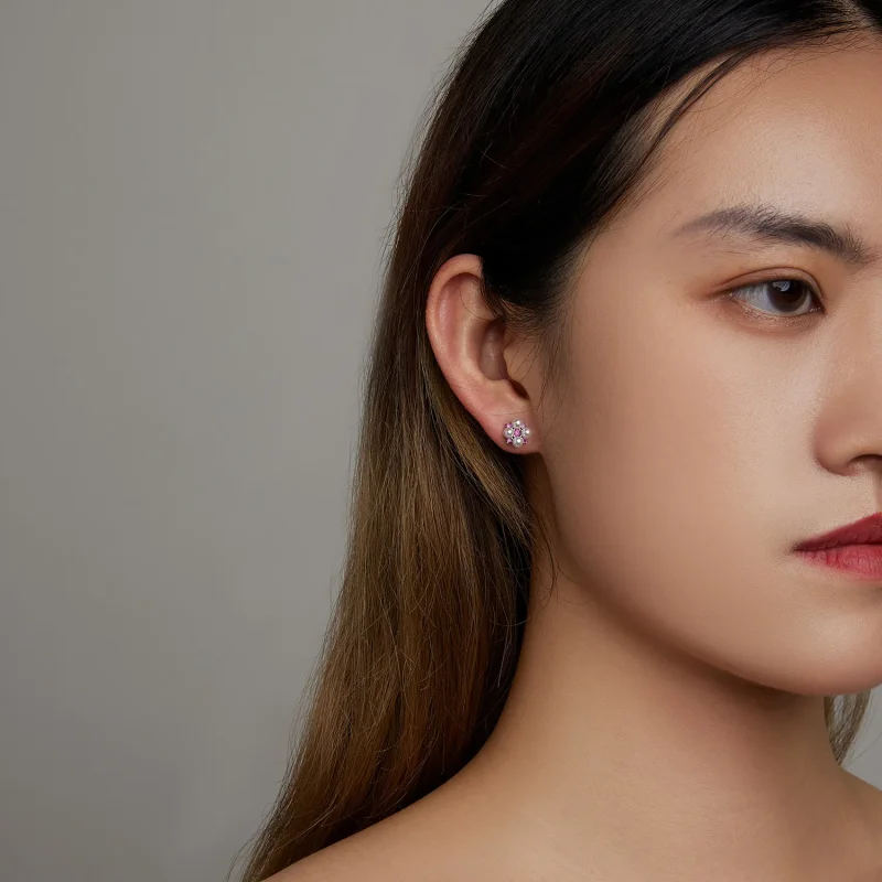 (image for) PANDORA Style Bead Flower Stud Earrings - SCE1429 - View 6