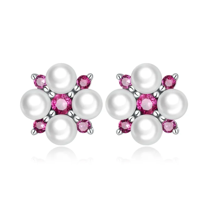 (image for) PANDORA Style Bead Flower Stud Earrings - SCE1429 - Product Image