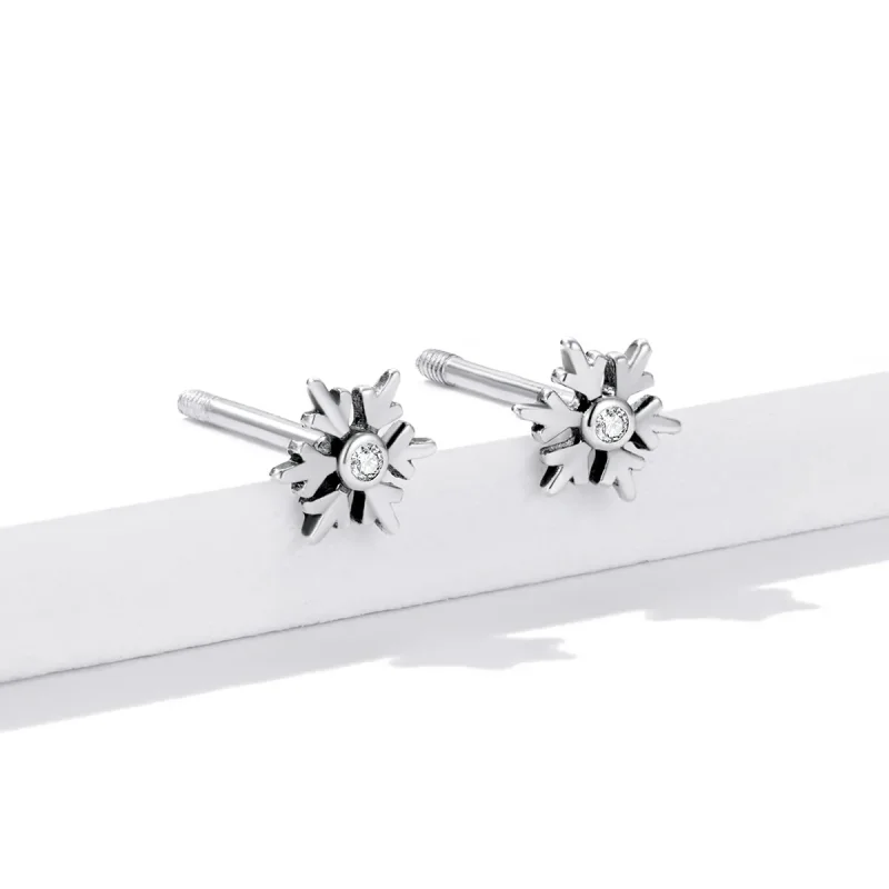(image for) PANDORA Style Beautiful Snowflakes Stud Earrings - BSE529 - View 2