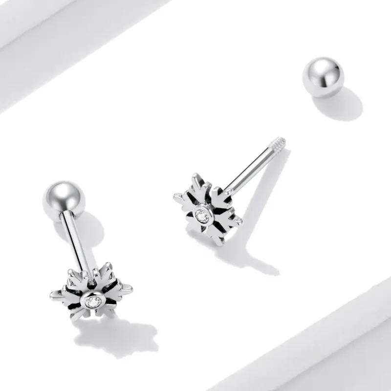 (image for) PANDORA Style Beautiful Snowflakes Stud Earrings - BSE529 - View 3