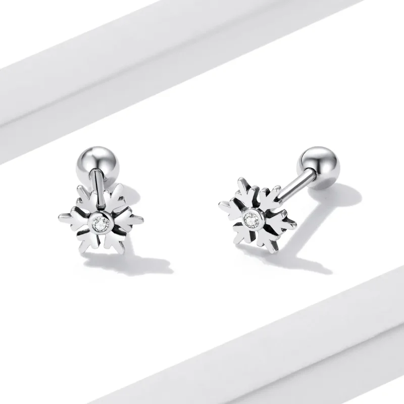 (image for) PANDORA Style Beautiful Snowflakes Stud Earrings - BSE529 - View 4