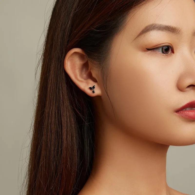 (image for) PANDORA Style Black Zircon Stud Earrings - SCE1507 - View 4