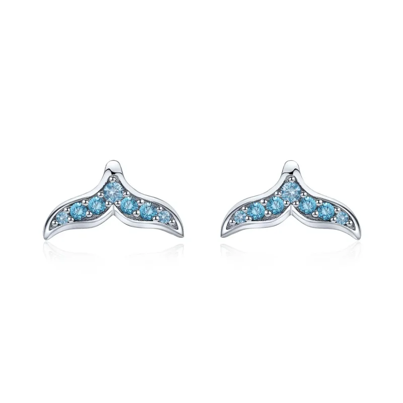 (image for) PANDORA Style Blue Fishtail Stud Earrings - BSE058 - Product Image
