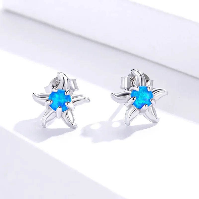 (image for) PANDORA Style Blue Starfish Stud Earrings - SCE886 - View 2