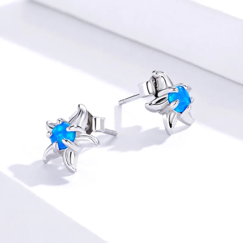 (image for) PANDORA Style Blue Starfish Stud Earrings - SCE886 - View 3