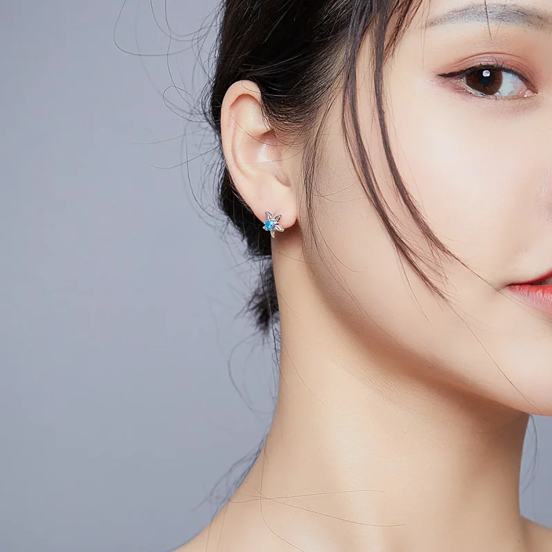 (image for) PANDORA Style Blue Starfish Stud Earrings - SCE886 - View 5