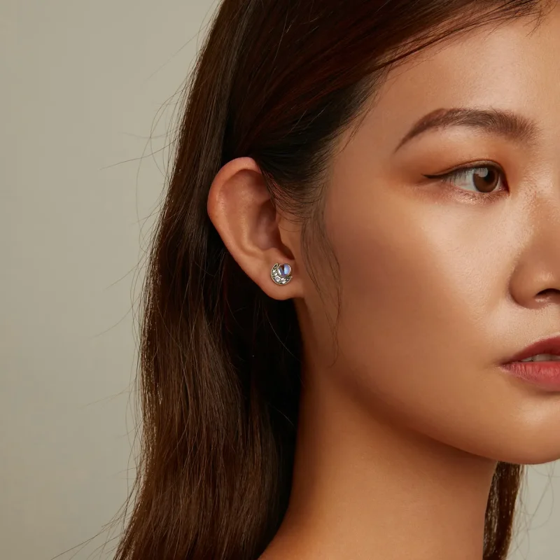 (image for) PANDORA Style Bright Moon Stud Earrings - SCE1335 - View 5