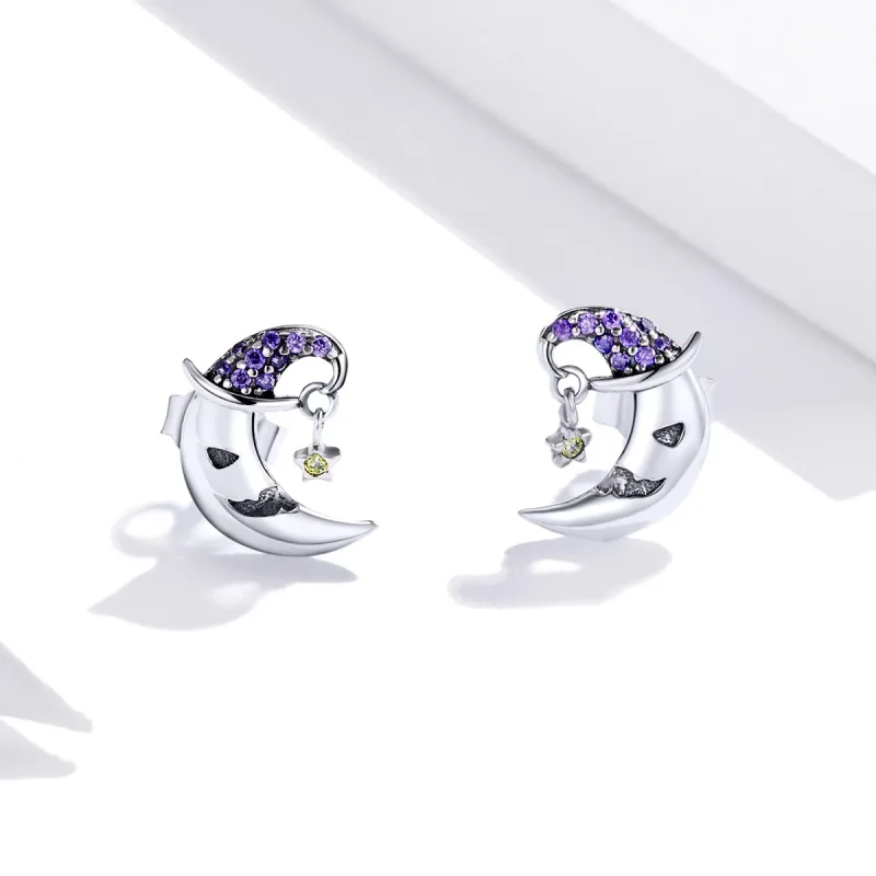 (image for) PANDORA Style Cartoon Moon Stud Earrings - SCE954 - View 2