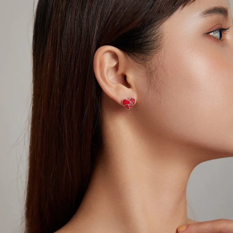 (image for) PANDORA Style Cobweb Heart Stud Earrings - SCE1198 - View 7