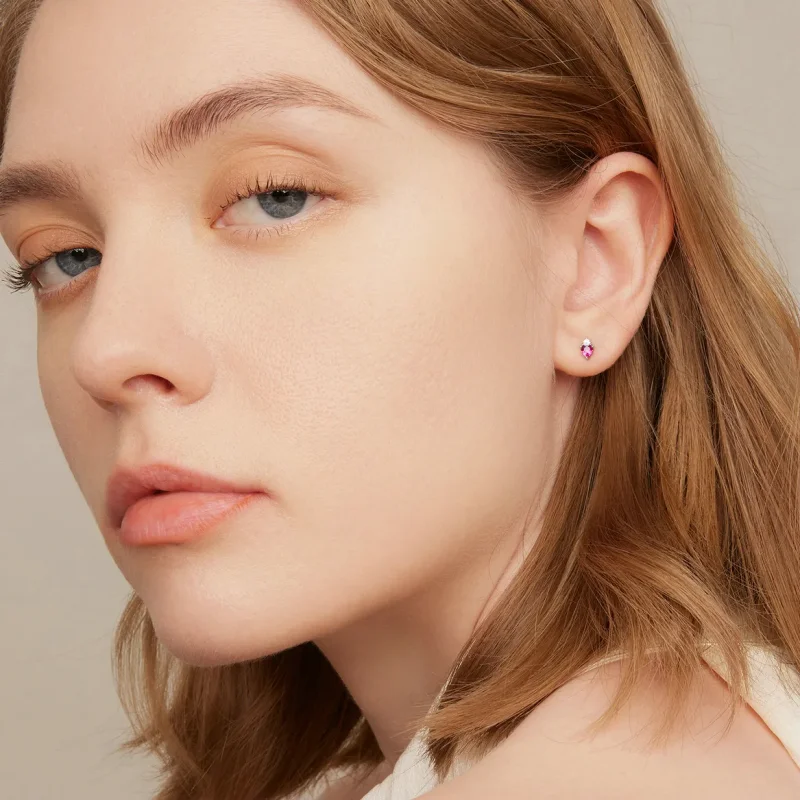 (image for) PANDORA Style Color Heart Candies Stud Earrings - SCE1464 - View 6