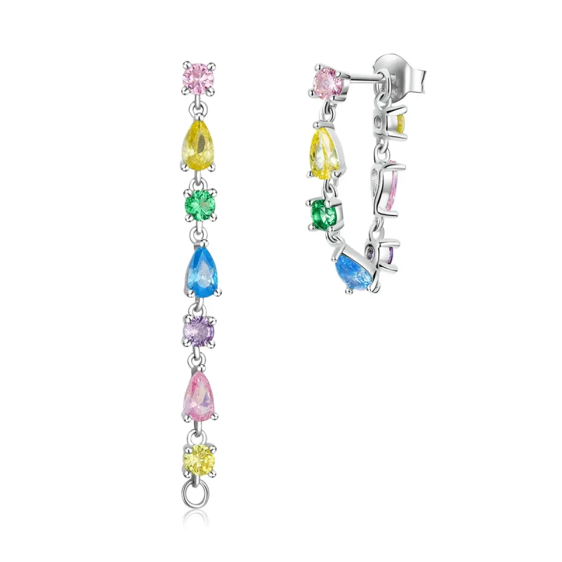 (image for) PANDORA Style Color Zirconium Tassel Stud Earrings - BSE558 - Product Image