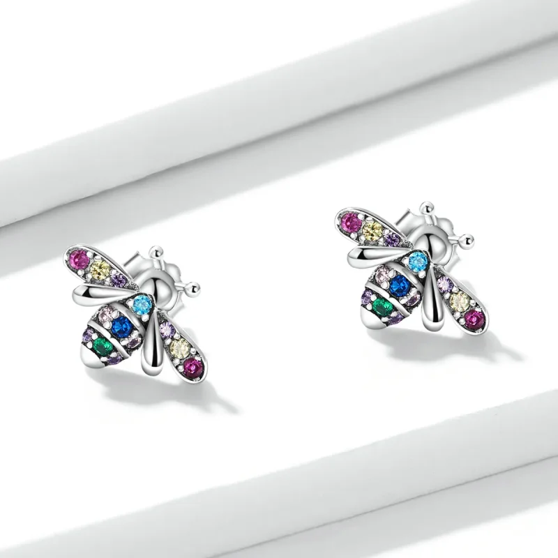 (image for) PANDORA Style Colorful Bee Stud Earrings - BSE559 - View 2