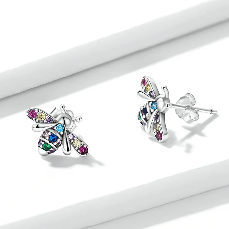 (image for) PANDORA Style Colorful Bee Stud Earrings - BSE559 - View 3