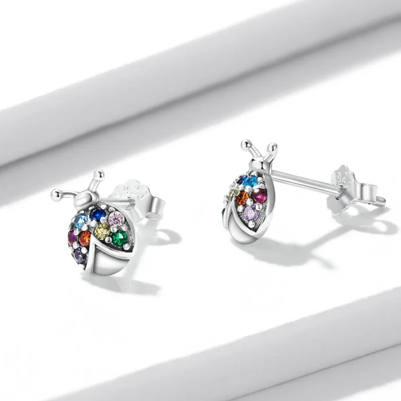 (image for) PANDORA Style Colorful Beetle Stud Earrings - BSE560 - View 3