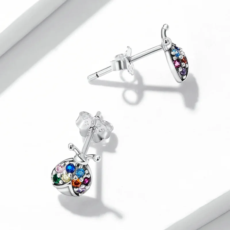 (image for) PANDORA Style Colorful Beetle Stud Earrings - BSE560 - View 4