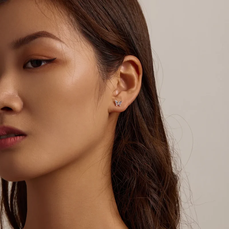 (image for) PANDORA Style Colorful Butterfly Stud Earrings - BSE514 - View 10