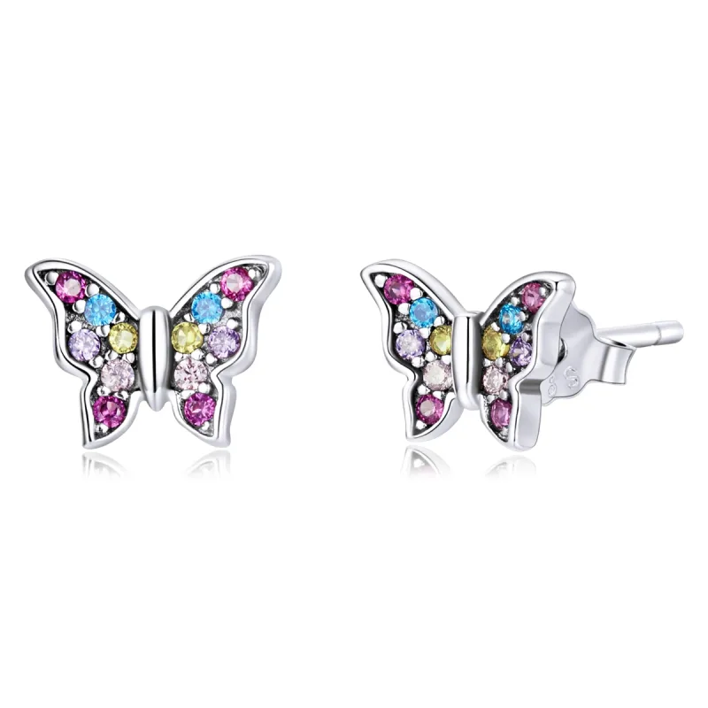 (image for) PANDORA Style Colorful Butterfly Stud Earrings - BSE514 - Product Image