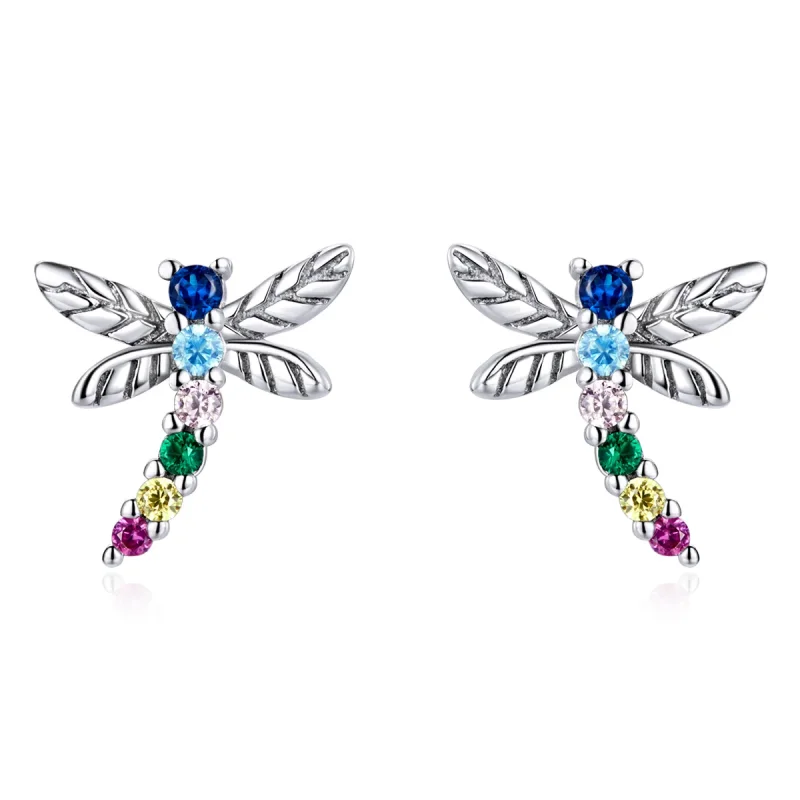 (image for) PANDORA Style Colorful Dragonfly Stud Earrings - BSE515 - Product Image