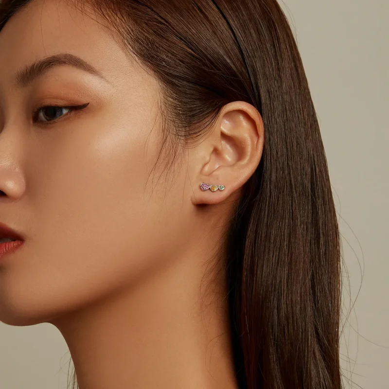 (image for) PANDORA Style Colorful Hearts Stud Earrings - BSE588 - View 6