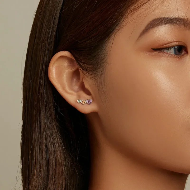 (image for) PANDORA Style Colorful Hearts Stud Earrings - BSE588 - View 8