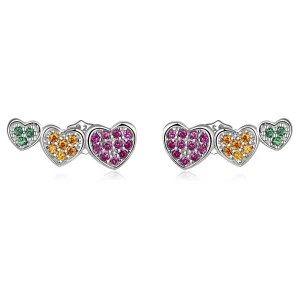 (image for) PANDORA Style Colorful Hearts Stud Earrings - BSE588