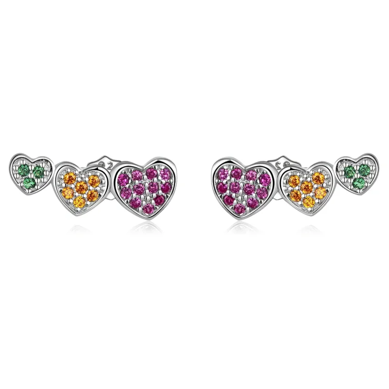 (image for) PANDORA Style Colorful Hearts Stud Earrings - BSE588 - Product Image