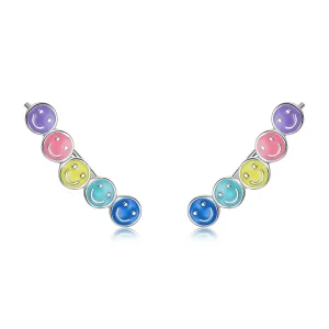 (image for) PANDORA Style Colorful Smiley Face Stud Earrings - BSE553