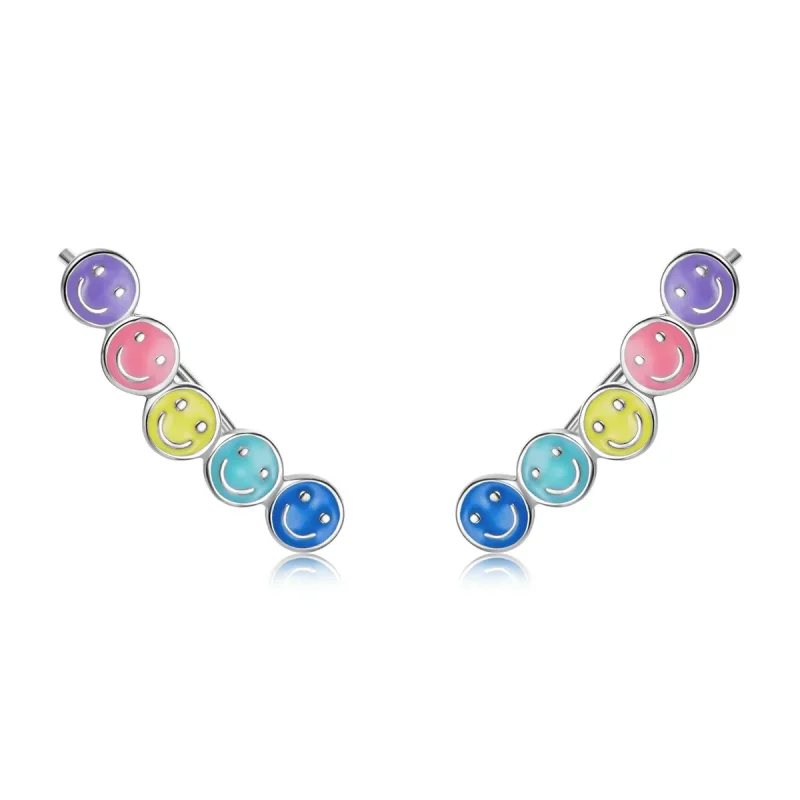 (image for) PANDORA Style Colorful Smiley Face Stud Earrings - BSE553 - Product Image