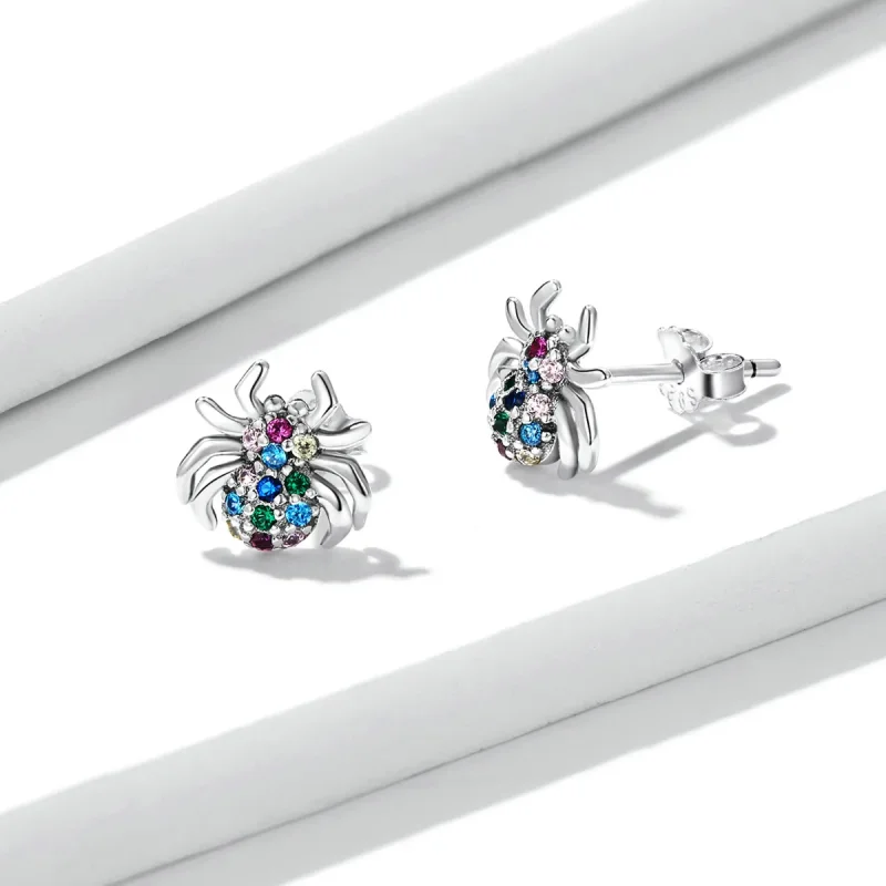 (image for) PANDORA Style Colorful Spider Stud Earrings - BSE561 - View 3