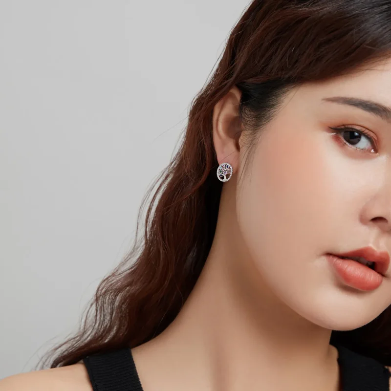 (image for) PANDORA Style Colorful Tree of Life Stud Earrings - BSE497 - View 8