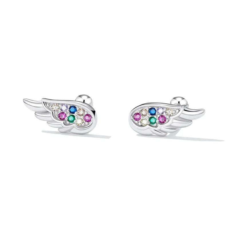 (image for) PANDORA Style Colorful Zirconium Wings Stud Earrings - SCE1397 - View 2