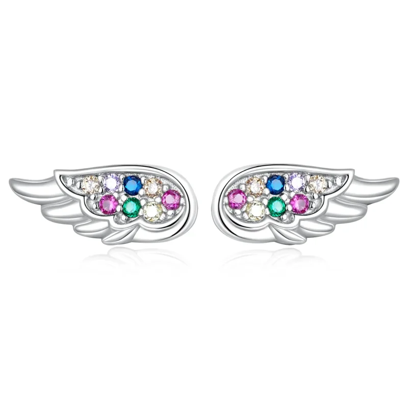 (image for) PANDORA Style Colorful Zirconium Wings Stud Earrings - SCE1397 - Product Image