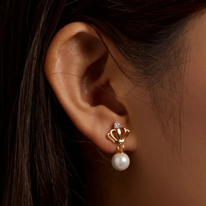 (image for) PANDORA Style Crown Shell Beads Stud Earrings - BSE549 - View 8