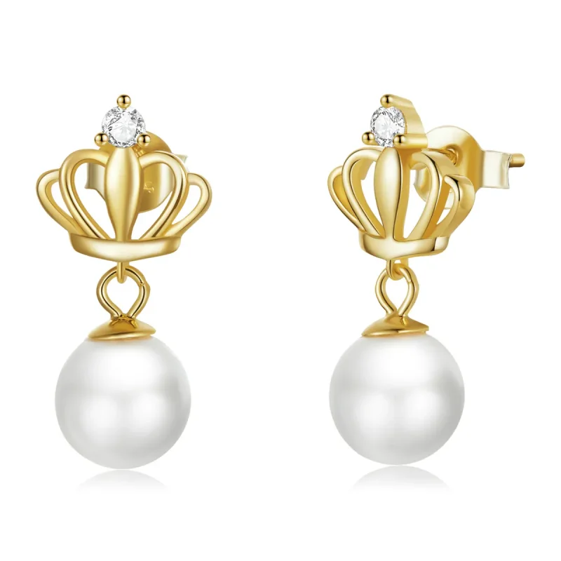 (image for) PANDORA Style Crown Shell Beads Stud Earrings - BSE549 - Product Image