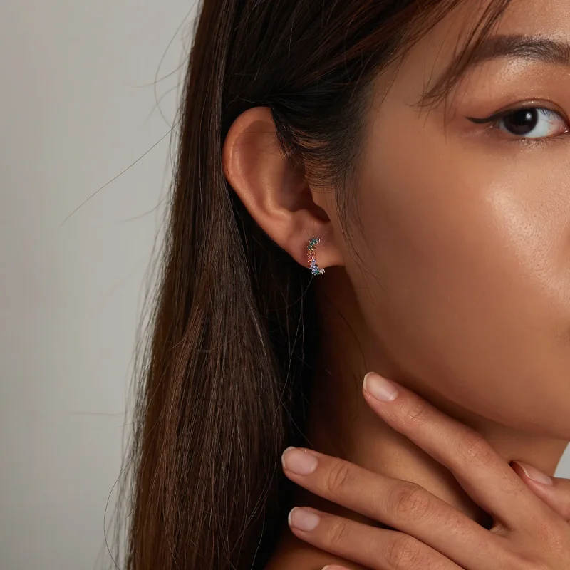 (image for) PANDORA Style Curved Color Zirconium Stud Earrings - SCE1272 - View 6