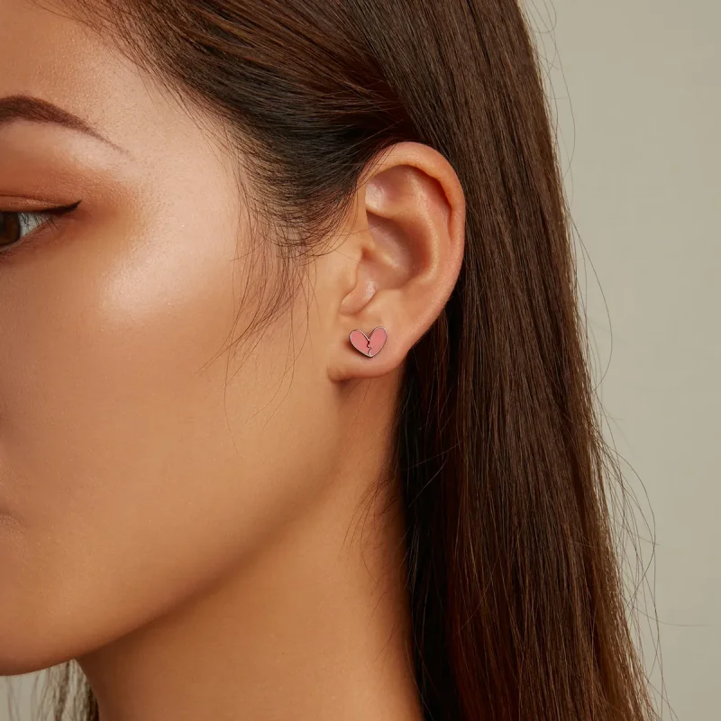 (image for) PANDORA Style Dark Heart Stud Earrings - SCE1326 - View 5