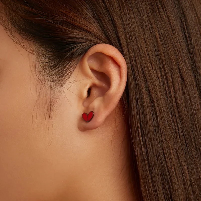 (image for) PANDORA Style Dark Heart Stud Earrings - SCE1326 - View 8