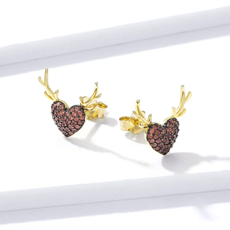 (image for) PANDORA Style Deer Love Stud Earrings - BSE313 - View 2