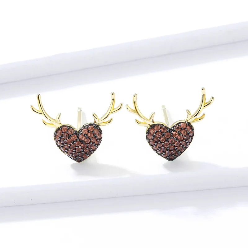 (image for) PANDORA Style Deer Love Stud Earrings - BSE313 - View 3