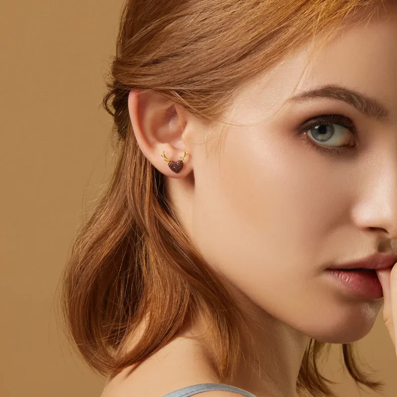 (image for) PANDORA Style Deer Love Stud Earrings - BSE313 - View 9